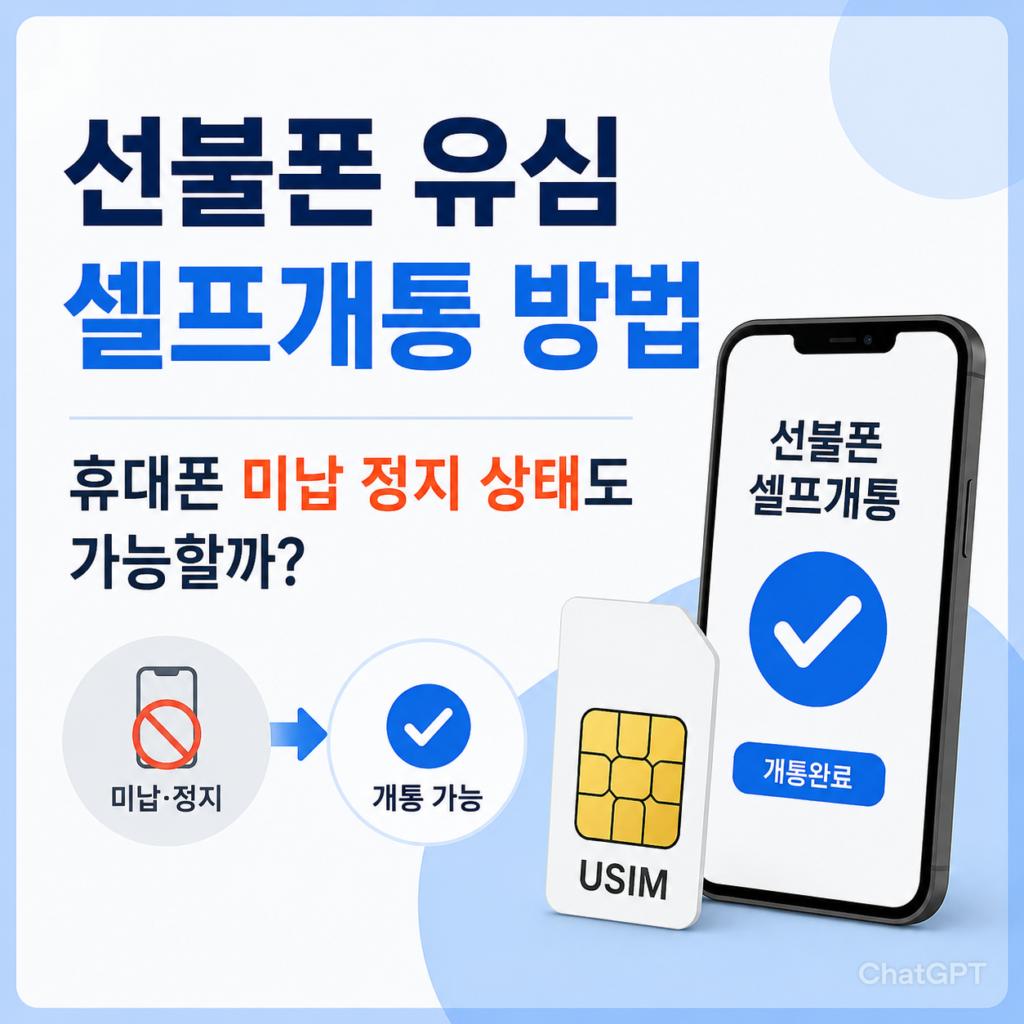 선불폰 유심 셀프개통 방법, 휴대폰 미납 정지 상태도 가능할까? 안내 이미지