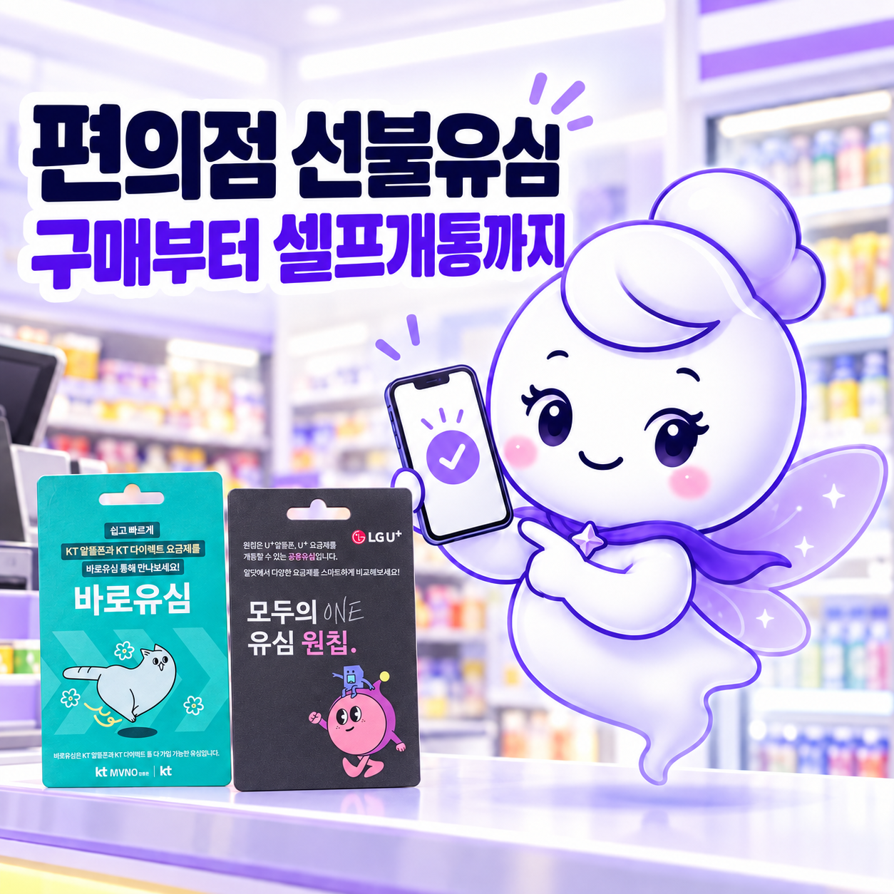 편의점 선불유심 구매부터 셀프개통까지 안내하는 신비몽 대표 이미지