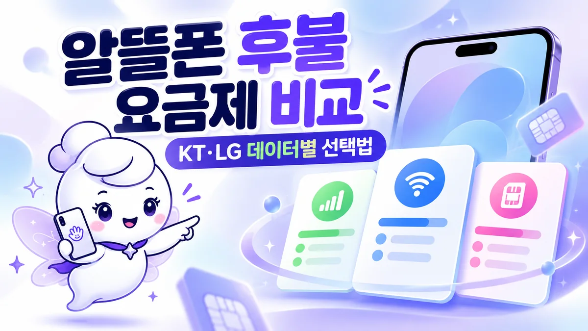 신비통신 캐릭터와 KT LG 알뜰폰 후불 요금제 비교