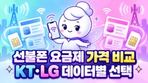 신비통신 캐릭터와 KT LG 선불폰 요금제 가격 비교