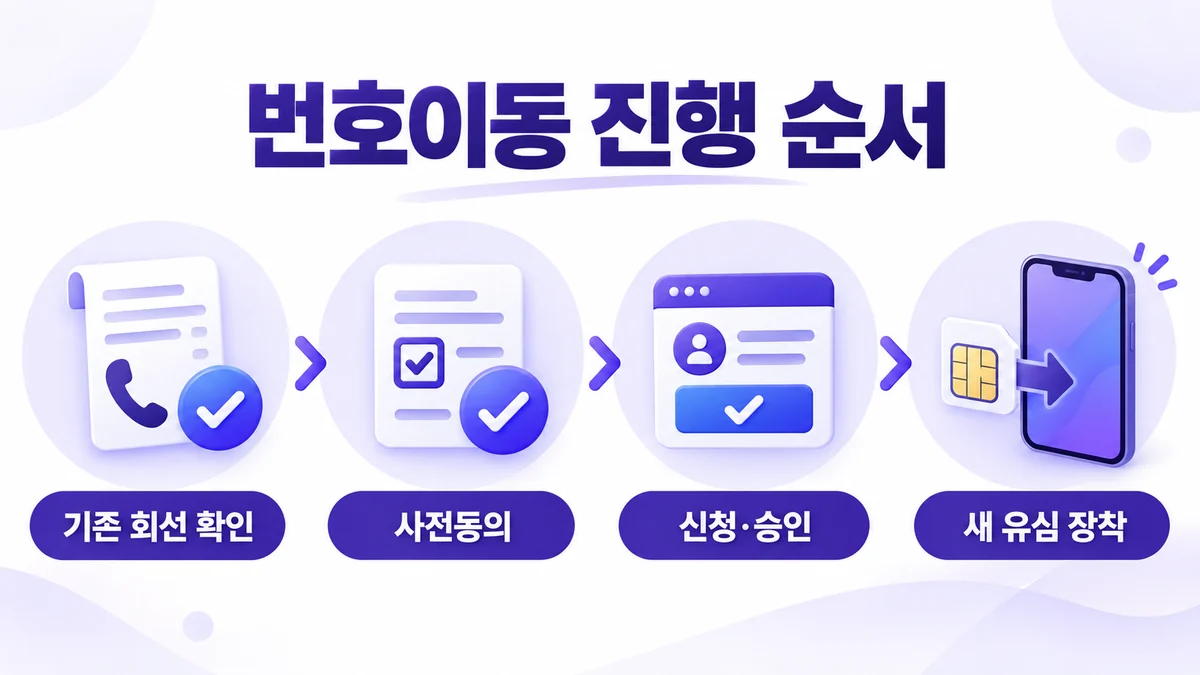 기존 회선 확인 사전동의 신청 승인 새 유심 장착 번호이동 순서