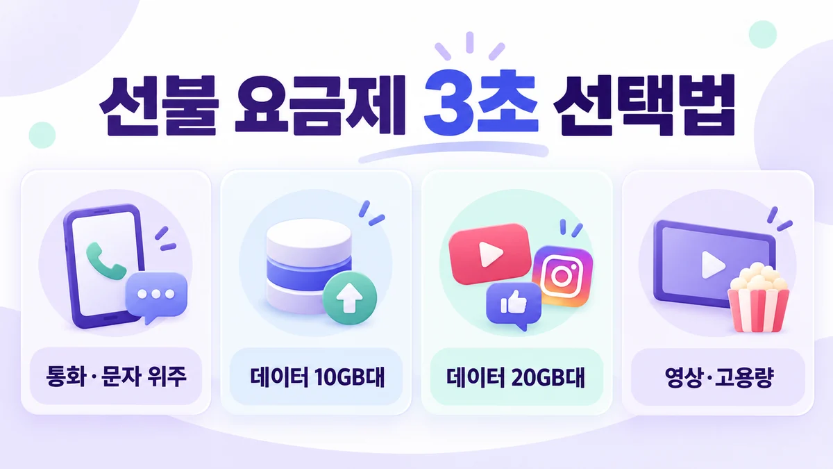 통화 문자 10GB 20GB 영상 고용량 선불 요금제 선택법